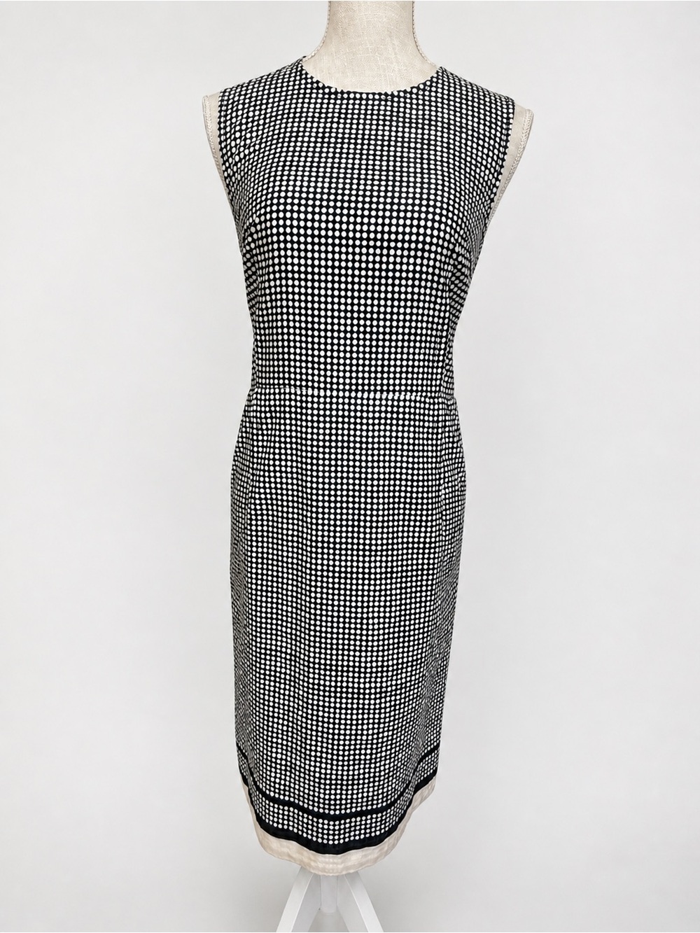Lanvin Polka Dot Sheath Dress Black White Sleeveless Italy Size 38 US 6